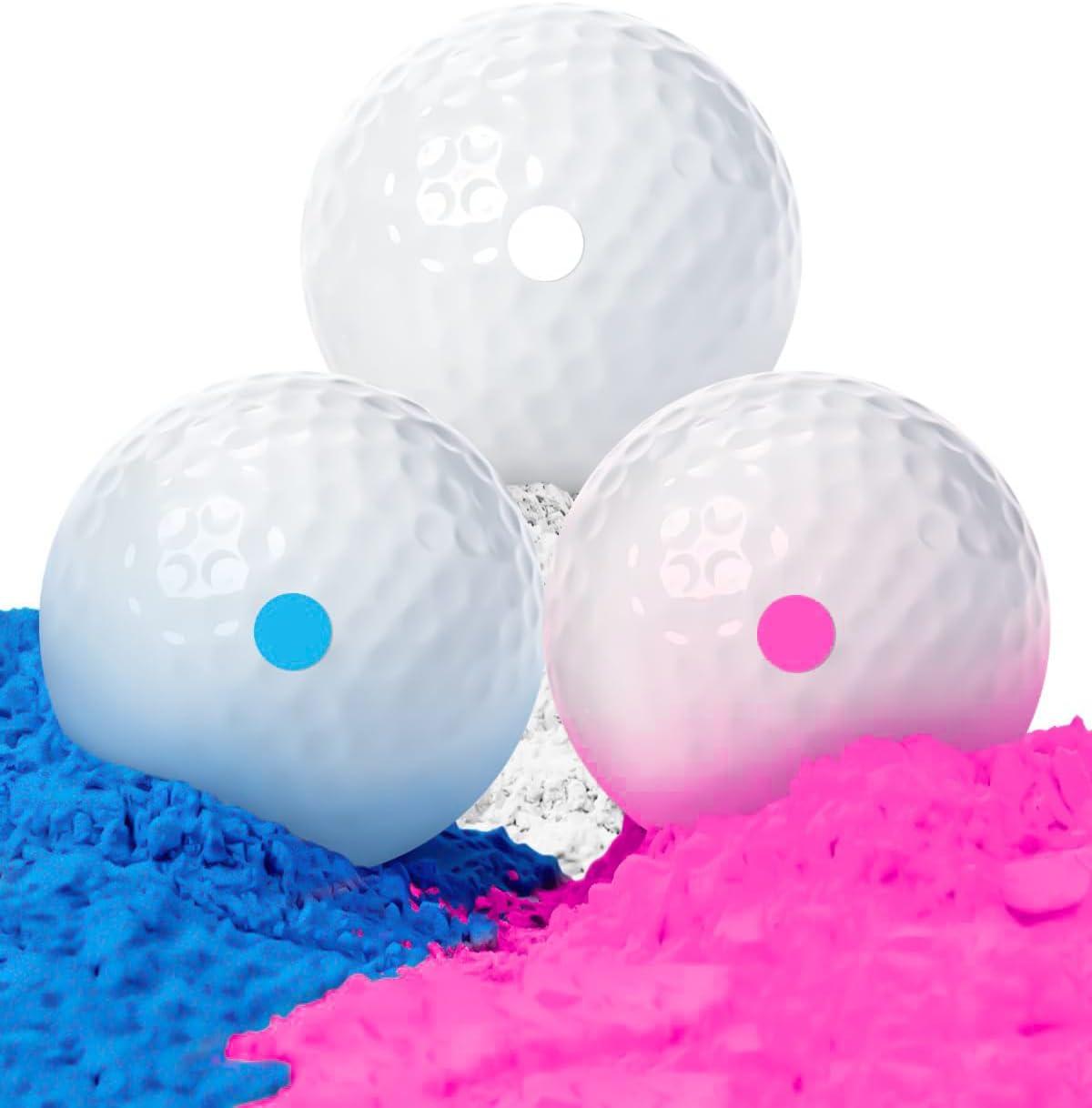 imageTHIODOON 3 Pack Exploding Balls for Golf Party Gender Reveal Prank Funny Joke for Golfers 3 Piece Set 3 WhiteBlue ampamp Pink ampamp White3 pack3 pink