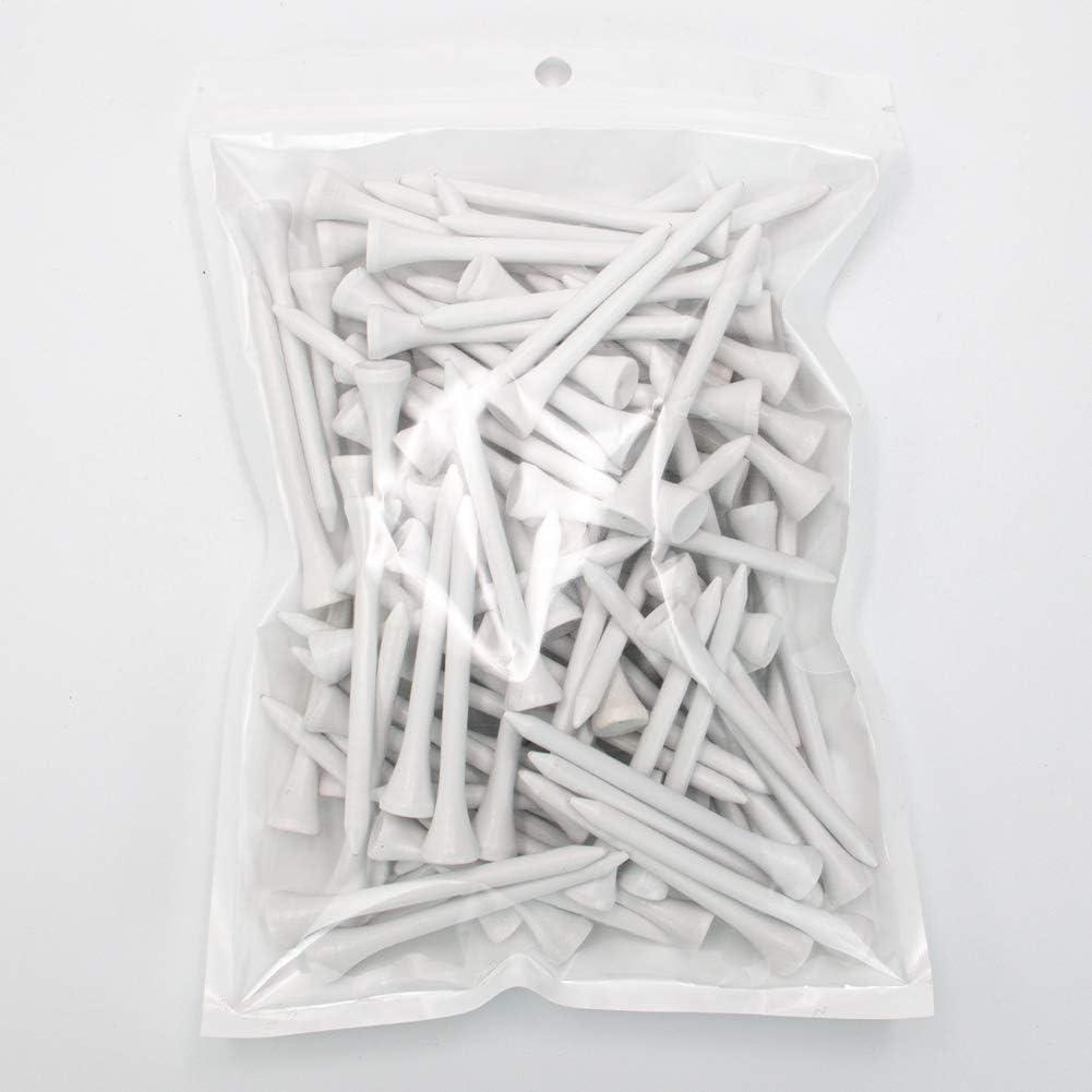 imageTHIODOON Golf Tees Professional Natural Wood Golf Tees Pack of 100 Golfing Tees Multiple Colors Size 314 inch 234 inch or 218 inch Tall Golf Tees Bulk Reduce Side Spin and FrictionWhite
