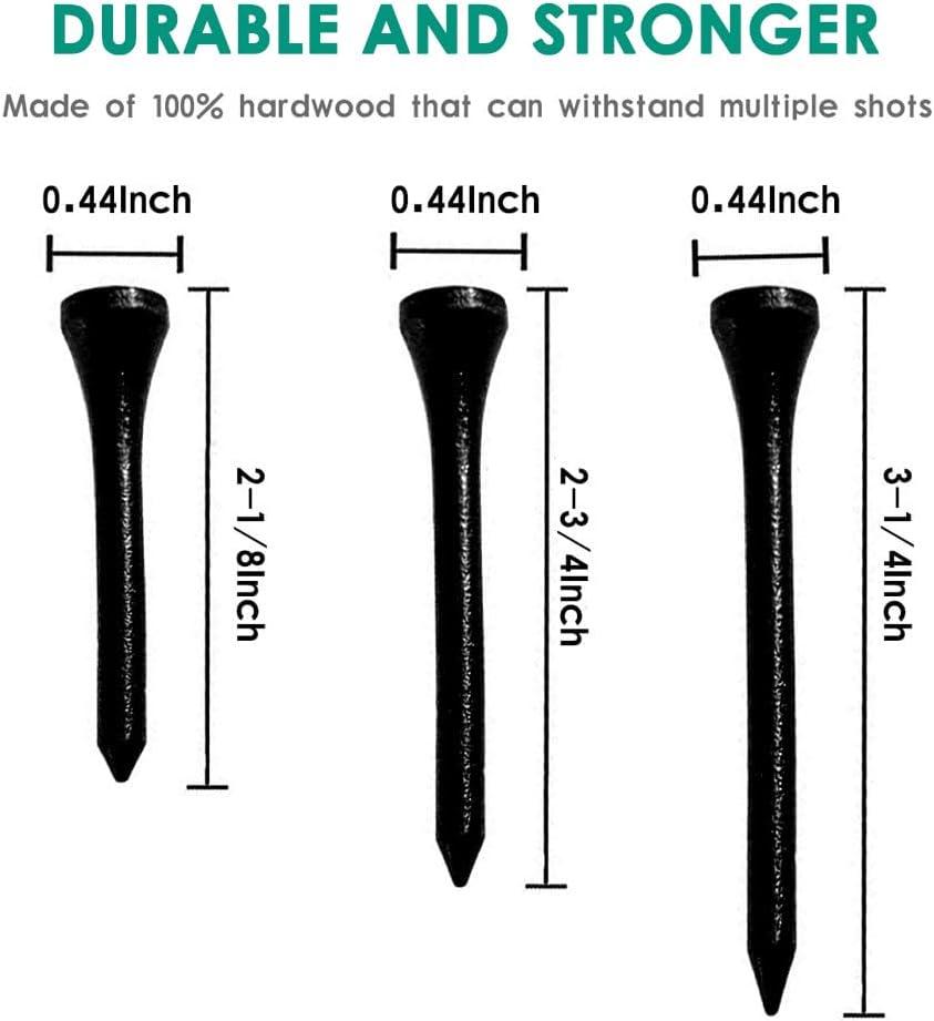 imageTHIODOON Golf Tees Professional Natural Wood Golf Tees Pack of 100 Golfing Tees Multiple Colors Size 314 inch 234 inch or 218 inch Tall Golf Tees Bulk Reduce Side Spin and FrictionGreen