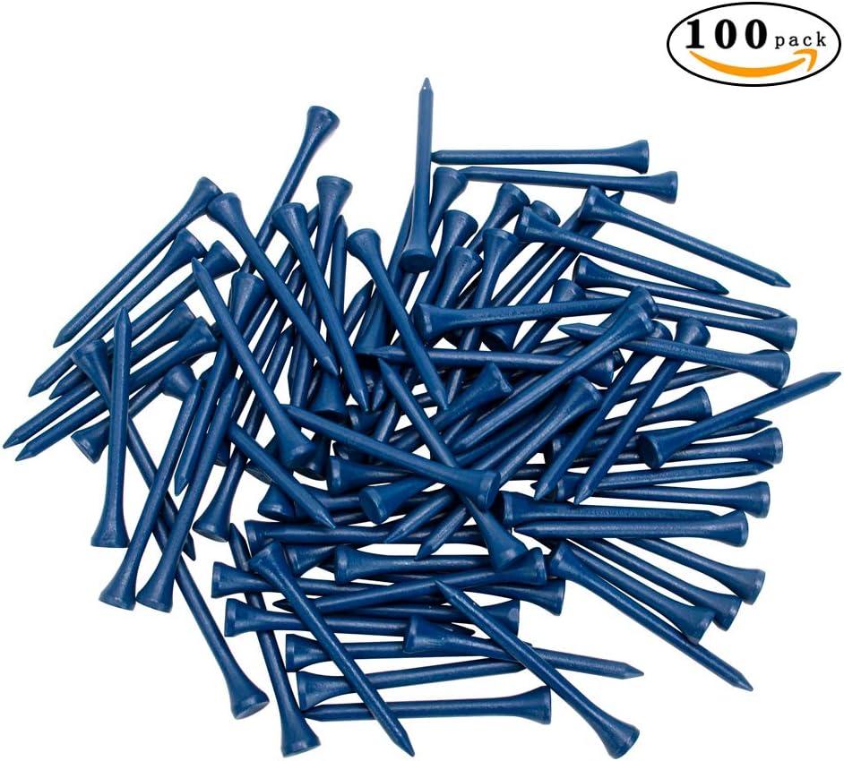 imageTHIODOON Golf Tees Professional Natural Wood Golf Tees Pack of 100 Golfing Tees Multiple Colors Size 314 inch 234 inch or 218 inch Tall Golf Tees Bulk Reduce Side Spin and FrictionBlue