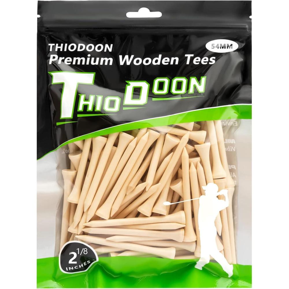 imageTHIODOON Golf Tees Professional Natural Wood Golf Tees Pack of 100 Golfing Tees Multiple Colors Size 314 inch 234 inch or 218 inch Tall Golf Tees Bulk Reduce Side Spin and FrictionWood