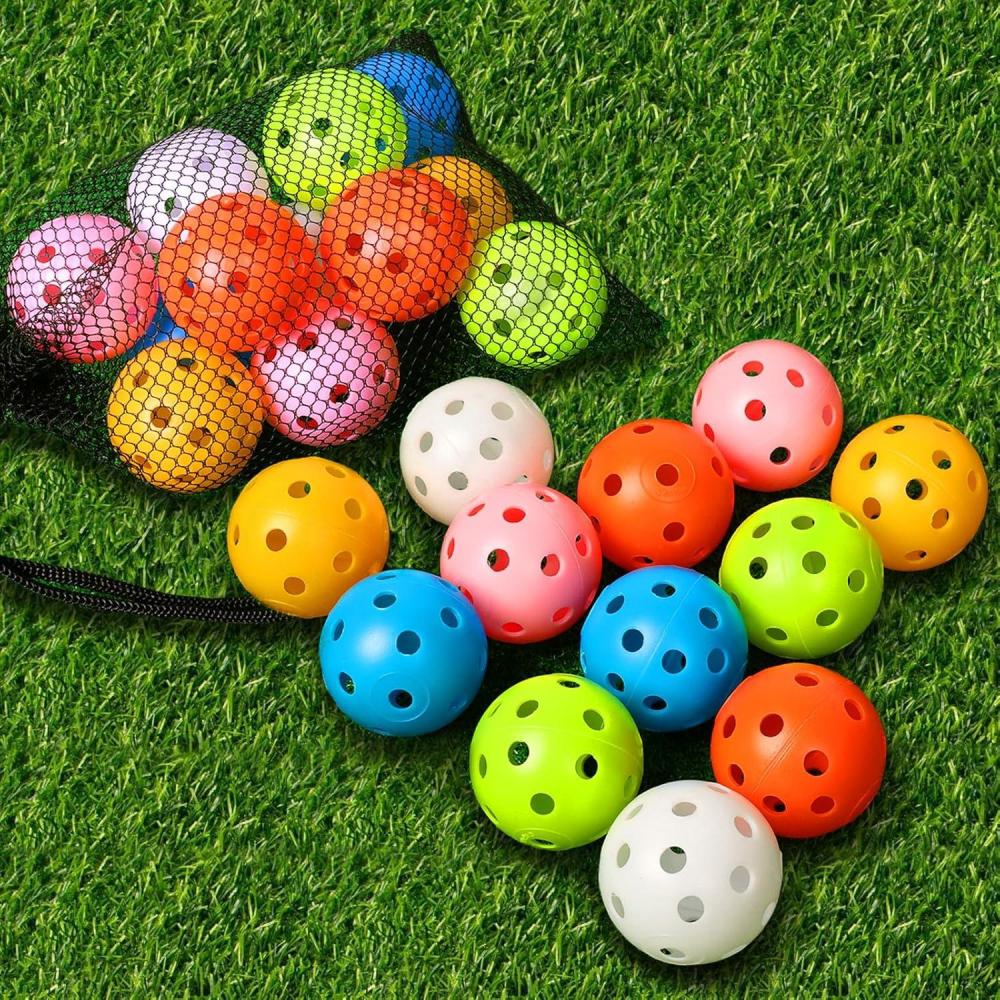 imageTHIODOON Practice Golf Balls Limited Flight Golf Balls 40mm Hollow Plastic Golf Training Balls Colored Airflow Golf Balls for Swing Practice Driving Range Home Use IndoorMixed Color