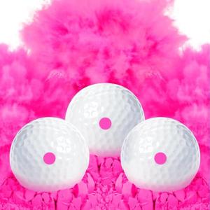 THIODOON 3 Pack Exploding Balls for Golf Party Gender Reveal Prank Funny Joke for Golfers – 3 Piece Set (3 White/Blue & Pink & White)(3 pack：3 pink)