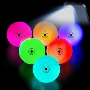 THIODOON Glow in The Dark Golf Balls – 7 Color LED, No Timer, Easy On/Off, 6 Pack(Light Activated 6 Pack- 7 colors in one)