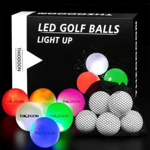 THIODOON Glow in The Dark Golf Balls – 7 Color LED, No Timer, Easy On/Off, 6 Pack(Upgraded 6 Pack- Timer Resettable)