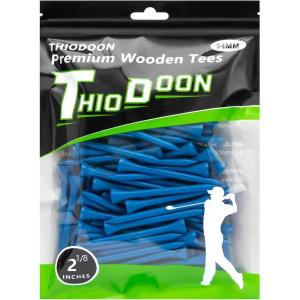 THIODOON Golf Tees Professional Natural Wood Golf Tees Pack of 100, Golfing Tees Multiple Colors Size 3-1/4 inch, 2-3/4 inch or 2-1/8 inch, Tall Golf Tees Bulk Reduce Side Spin and Friction(Blue)