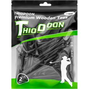 THIODOON Golf Tees Professional Natural Wood Golf Tees Pack of 100, Golfing Tees Multiple Colors Size 3-1/4 inch, 2-3/4 inch or 2-1/8 inch, Tall Golf Tees Bulk Reduce Side Spin and Friction(Black)