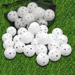 THIODOON Practice Golf Balls Limited Flight Golf Balls 40mm Hollow Plastic Golf Training Balls Colored Airflow Golf Balls for Swing Practice Driving Range Home Use Indoor(White 24 pcs)