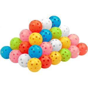 THIODOON Practice Golf Balls Limited Flight Golf Balls 40mm Hollow Plastic Golf Training Balls Colored Airflow Golf Balls for Swing Practice Driving Range Home Use Indoor(Mixed Color 48 pcs)